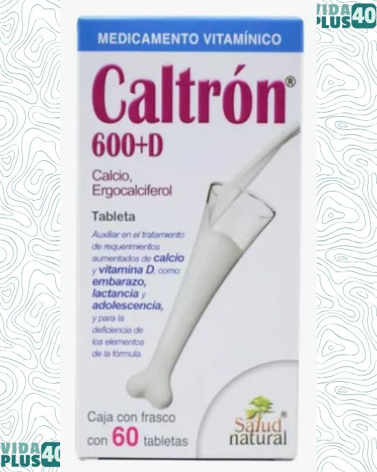 Calcio Vitamina D 60 Tabletas Caltrón 600 D Salud Natural Sabor Sin sabor
